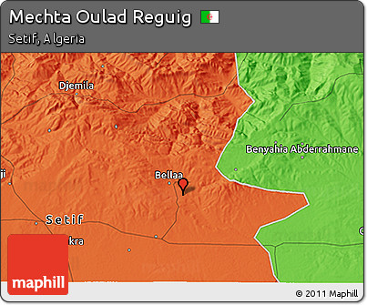 Political 3D Map of Mechta Oulad Reguig