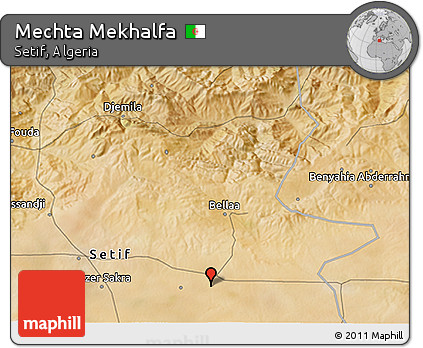 Satellite 3D Map of Mechta Mekhalfa