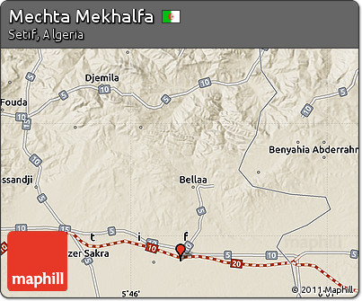 Shaded Relief Map of Mechta Mekhalfa