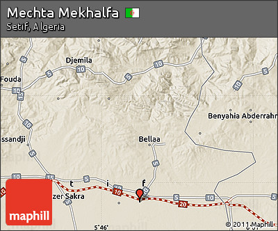 Shaded Relief Map of Mechta Mekhalfa