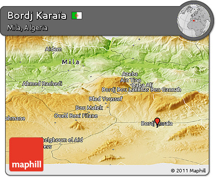 Physical Panoramic Map of Bordj Karaïa