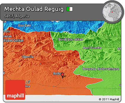 Political Panoramic Map of Mechta Oulad Reguig