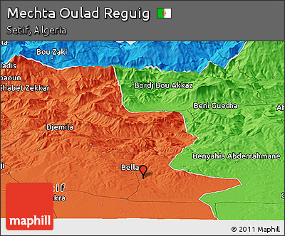 Political Panoramic Map of Mechta Oulad Reguig