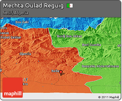 Political Panoramic Map of Mechta Oulad Reguig