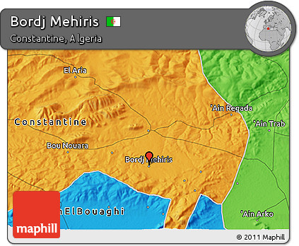 Political 3D Map of Bordj Mehiris