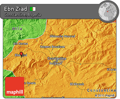 Political 3D Map of Ebn Ziad