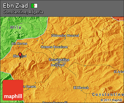 Political 3D Map of Ebn Ziad