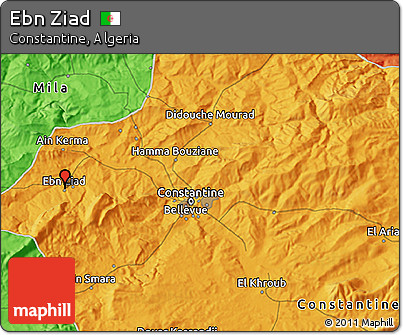 Political 3D Map of Ebn Ziad