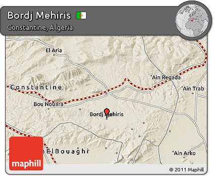 Shaded Relief 3D Map of Bordj Mehiris