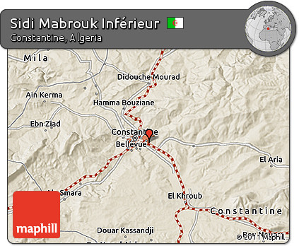 Shaded Relief 3D Map of Sidi Mabrouk Inférieur
