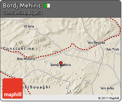 Shaded Relief 3D Map of Bordj Mehiris