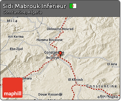 Shaded Relief 3D Map of Sidi Mabrouk Inférieur