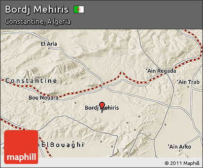 Shaded Relief 3D Map of Bordj Mehiris