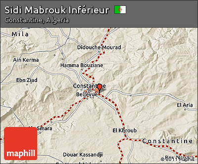 Shaded Relief 3D Map of Sidi Mabrouk Inférieur