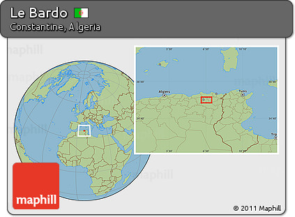 Savanna Style Location Map of Le Bardo