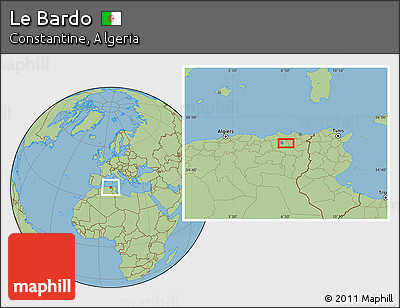 Savanna Style Location Map of Le Bardo