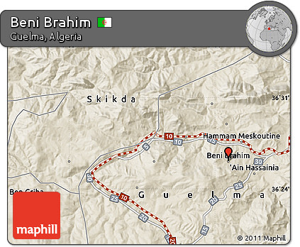 Shaded Relief Map of Beni Brahim