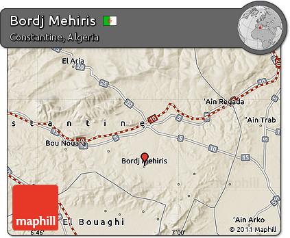Shaded Relief Map of Bordj Mehiris