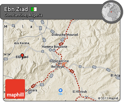 Shaded Relief Map of Ebn Ziad