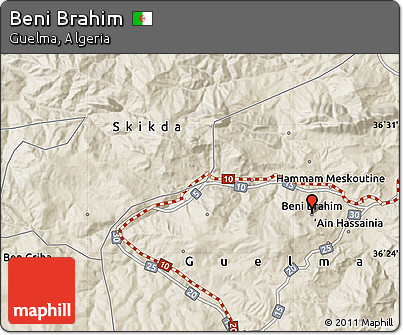 Shaded Relief Map of Beni Brahim