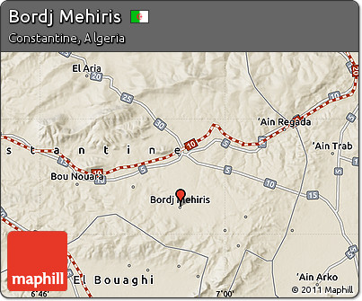 Shaded Relief Map of Bordj Mehiris