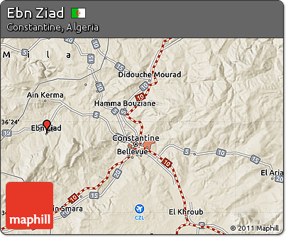 Shaded Relief Map of Ebn Ziad