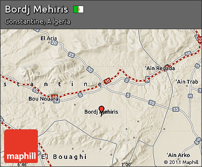 Shaded Relief Map of Bordj Mehiris