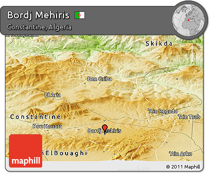 Physical Panoramic Map of Bordj Mehiris