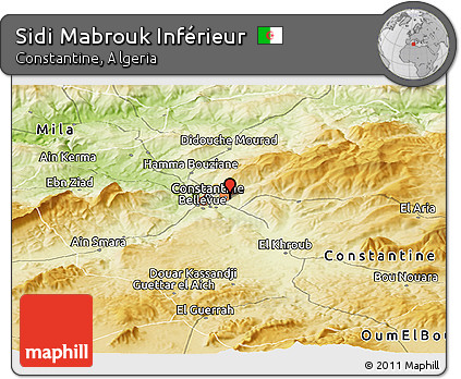 Physical Panoramic Map of Sidi Mabrouk Inférieur