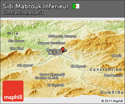 Physical Panoramic Map of Sidi Mabrouk Inférieur