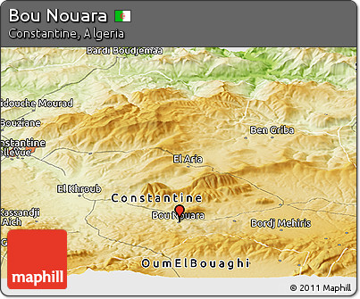 Physical Panoramic Map of Bou Nouara