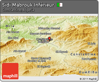 Physical Panoramic Map of Sidi Mabrouk Inférieur