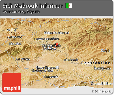 Satellite Panoramic Map of Sidi Mabrouk Inférieur