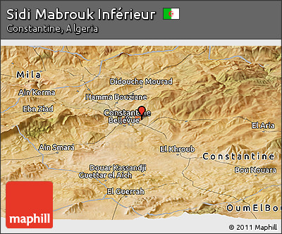 Satellite Panoramic Map of Sidi Mabrouk Inférieur