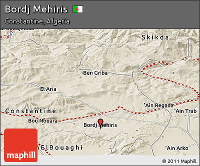 Shaded Relief Panoramic Map of Bordj Mehiris