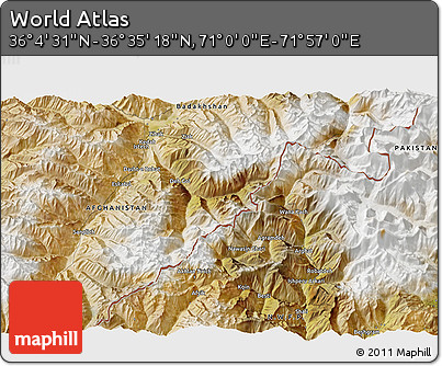Satellite 3D Map of the Area around 36° 19' 55" N, 71° 28' 29" E