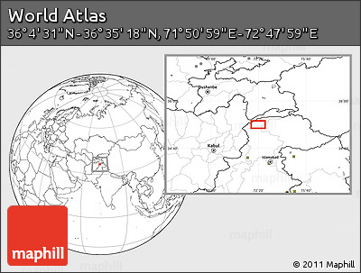 Blank Location Map of the Area around 36° 19' 55" N, 72° 19' 29" E