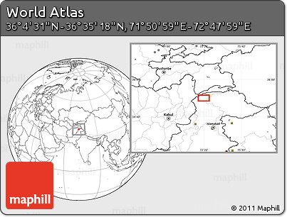 Blank Location Map of the Area around 36° 19' 55" N, 72° 19' 29" E