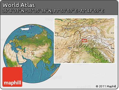 Satellite Location Map of the Area around 36° 19' 55" N, 72° 19' 29" E