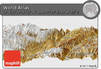 Satellite Panoramic Map of the Area around 36° 19' 55" N, 72° 19' 29" E