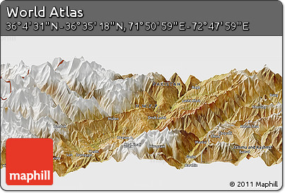 Satellite Panoramic Map of the Area around 36° 19' 55" N, 72° 19' 29" E