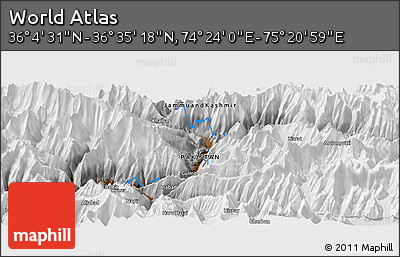 Physical Panoramic Map of the Area around 36° 19' 55" N, 74° 52' 30" E