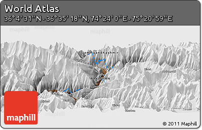 Physical Panoramic Map of the Area around 36° 19' 55" N, 74° 52' 30" E