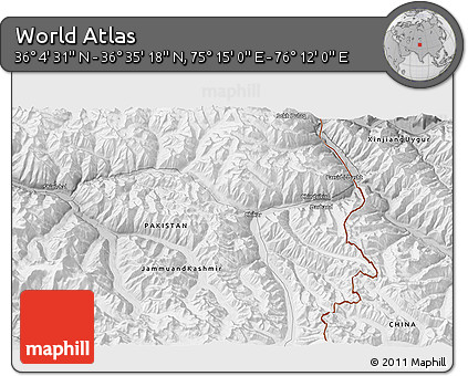 Physical 3D Map of the Area around 36° 19' 55" N, 75° 43' 29" E