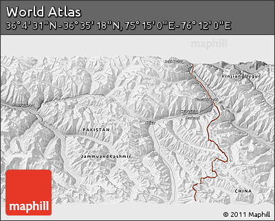 Physical 3D Map of the Area around 36° 19' 55" N, 75° 43' 29" E
