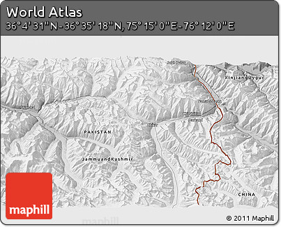 Physical 3D Map of the Area around 36° 19' 55" N, 75° 43' 29" E