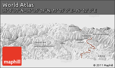 Physical Panoramic Map of the Area around 36° 19' 55" N, 75° 43' 29" E