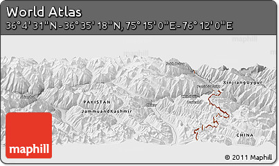Physical Panoramic Map of the Area around 36° 19' 55" N, 75° 43' 29" E