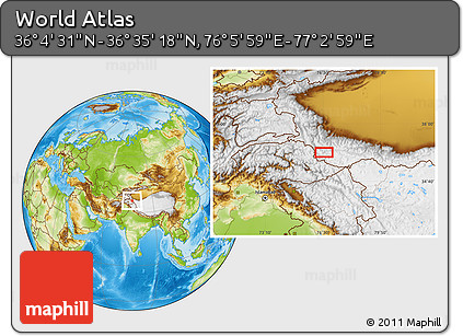 Physical Location Map of the Area around 36° 19' 55" N, 76° 34' 29" E