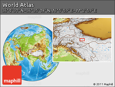 Physical Location Map of the Area around 36° 19' 55" N, 76° 34' 29" E